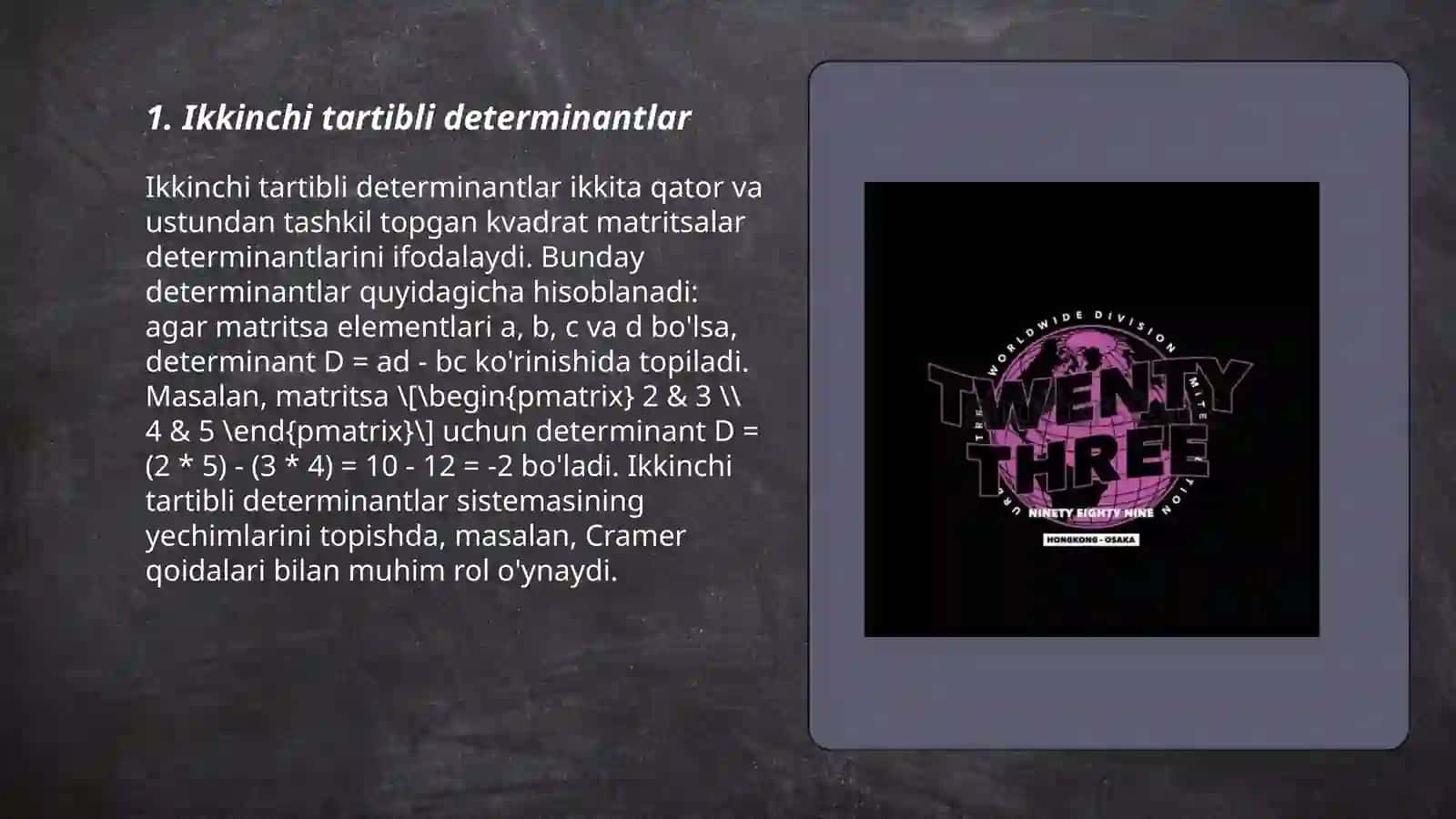 Ikkinchi va uchinchi tartibli determinantlar 3