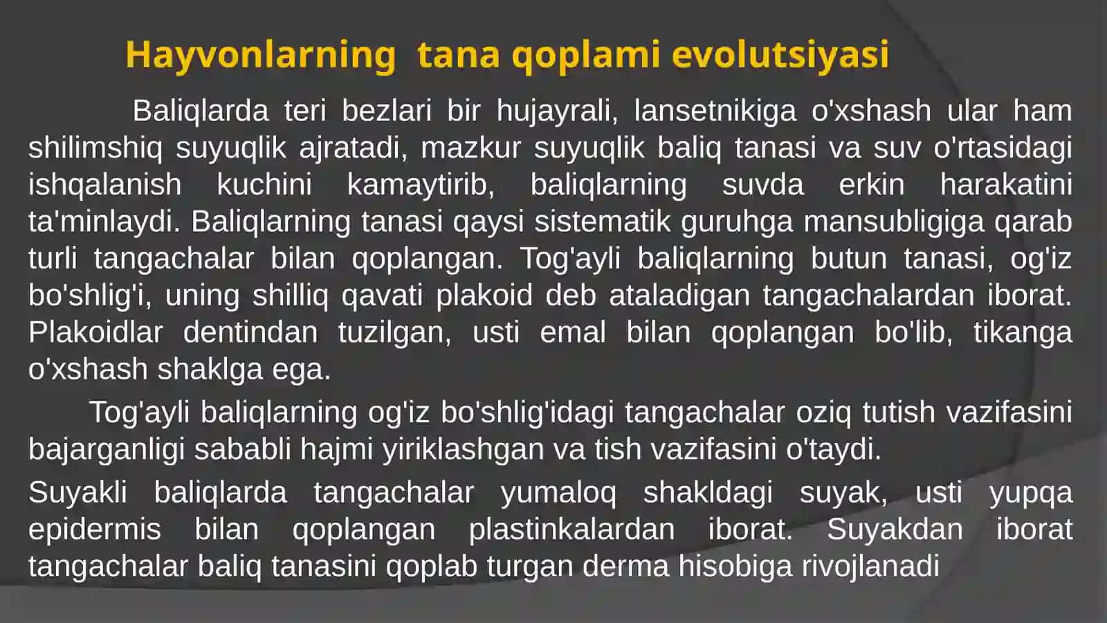 HAYVONLARNING TANA QOPLAMI VA HARAKATORGANLARI EVOLUTSIYASI 3
