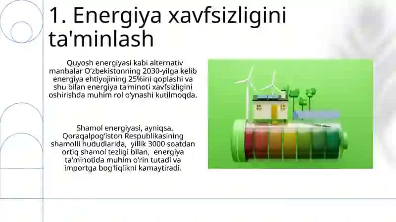 Muqobil energiya manbalarining avzalliklari 3