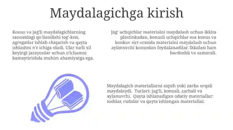 Maydalagichlarning turlari 3