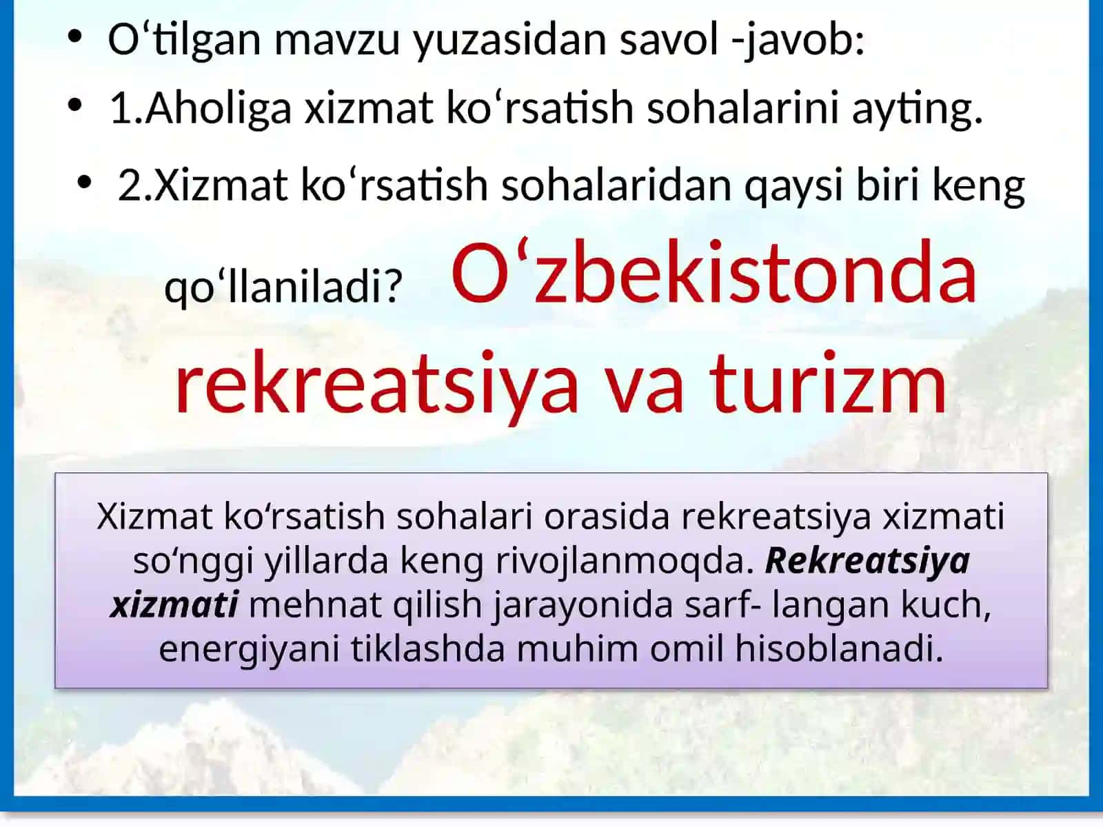 OʻZBEKISTONDA REKREATSIYA VA TURIZM 3