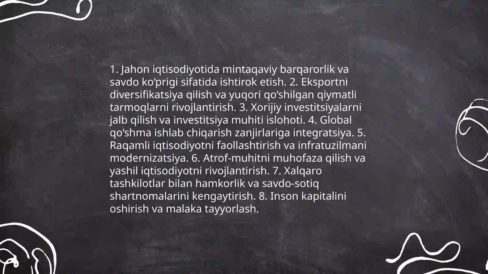 Oʻzbekiston Respublika global iqtisodiy rivojlanishni predmeti va vazifalari 3