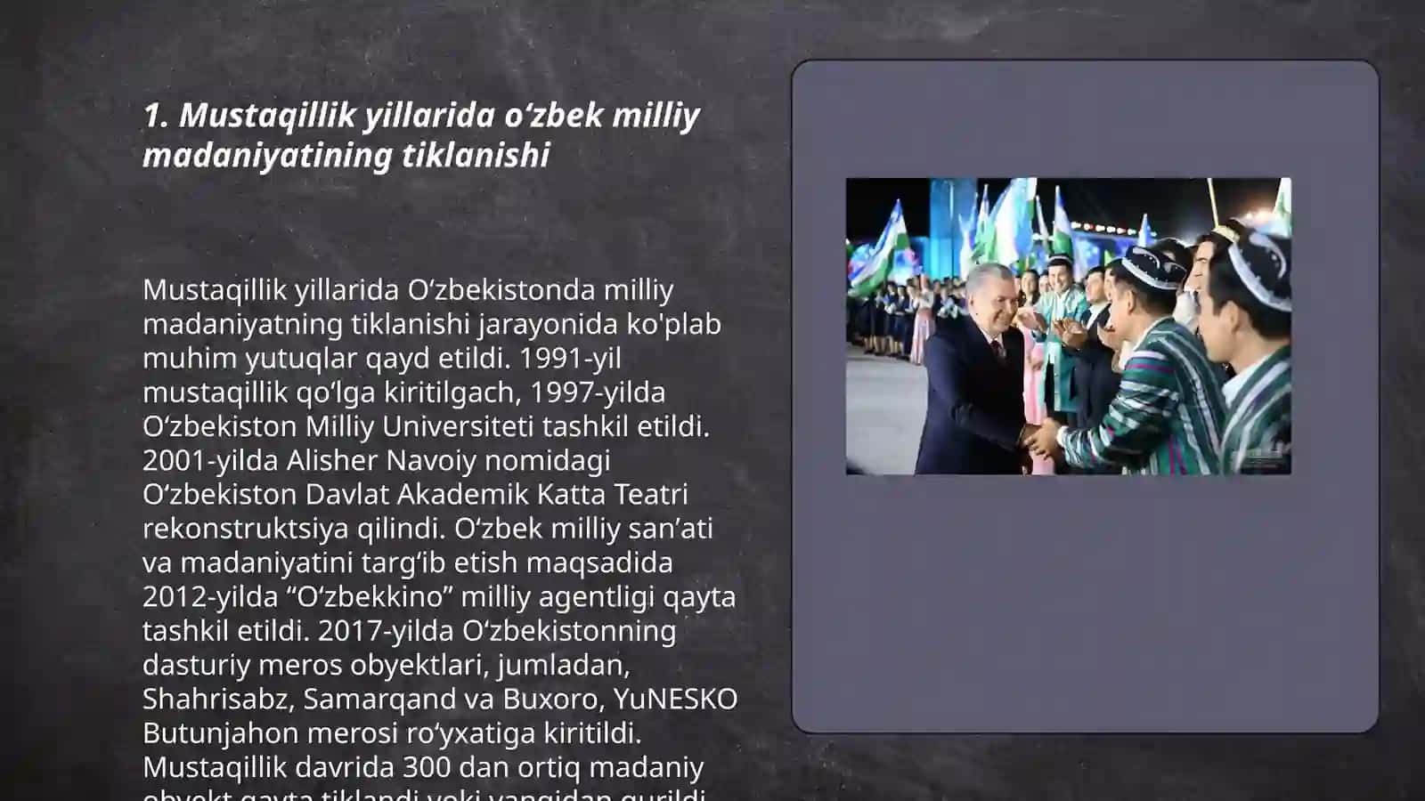 Mustaqillik yillarida Oʻzbekistondagi maʼnaviy va madaniy oʻzgarishlar 3