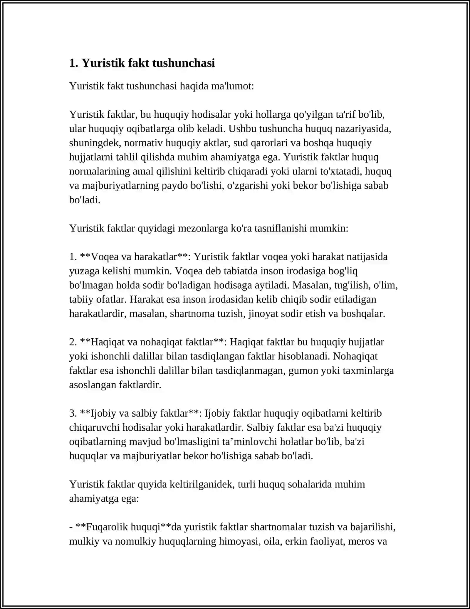 YURIDIK FAKT TUSHUNCHASI VA TURLARI 3