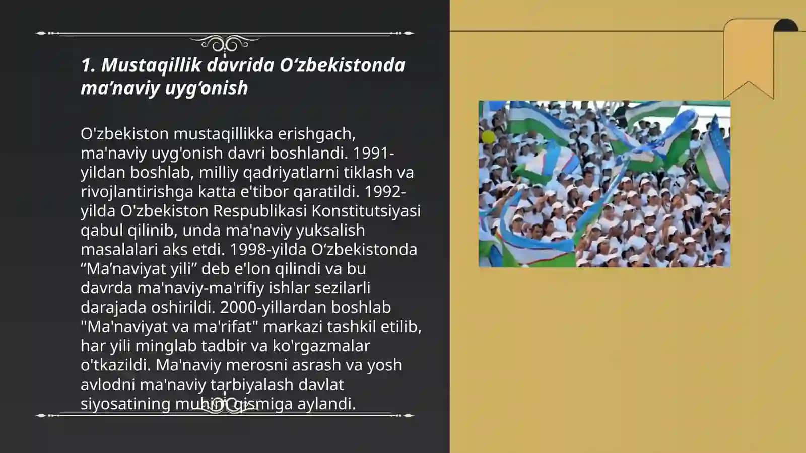 Mustaqillik yillarida O‘zbekistondagi ma’naviy va madaniy taraqqiyot 3