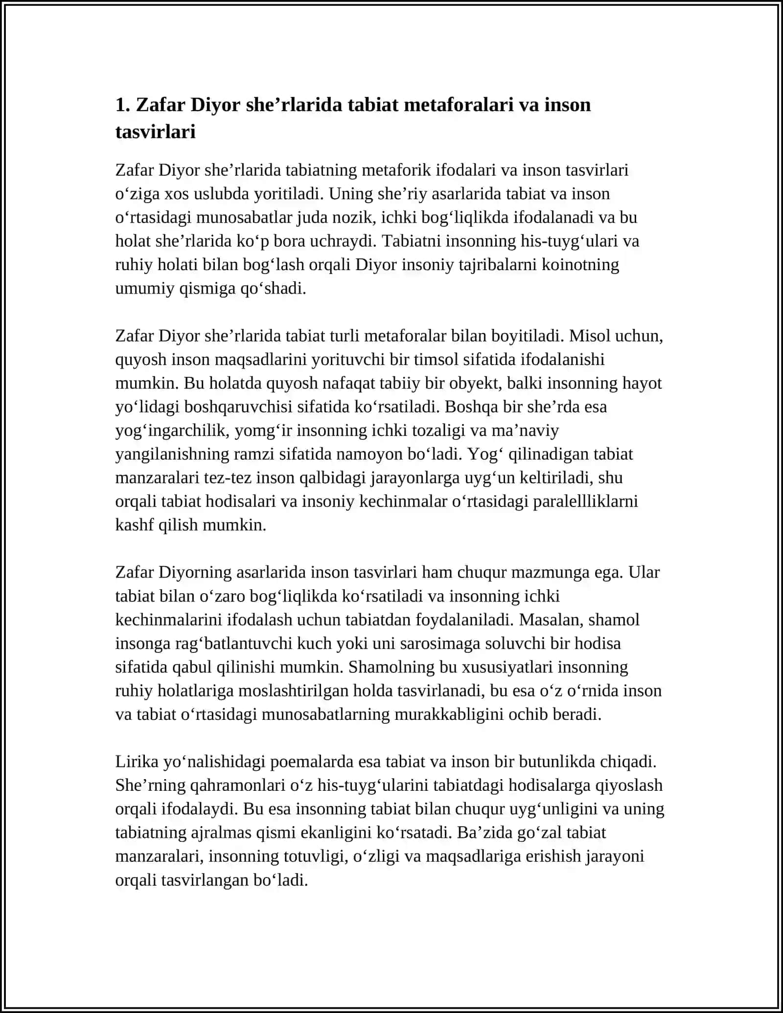 ZAFAR DIYORNING SHEʼRIY ASARLARIDA INSON VA TABIAT OʻRTASIDAGI MUNOSABATLARNING IFODALANISHI 3