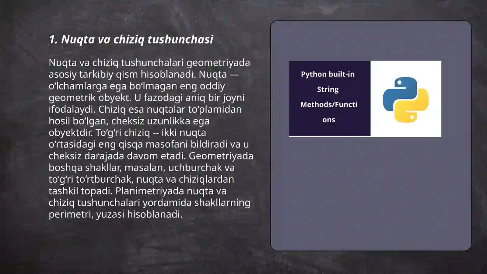Koʻpyoq modellari.Boshlangʻich sinflarda geometrik shakllarni nuqta chiziq kesimi nur koʻpburchak burchak oʻrganish usullari 3