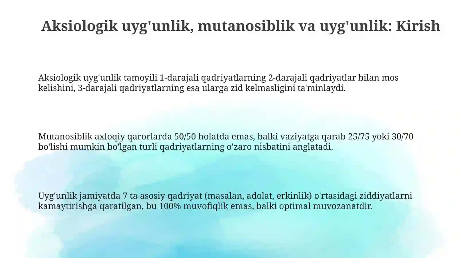 Aksilogik aloqadorlik mutanosiblik va uyğunlik 3