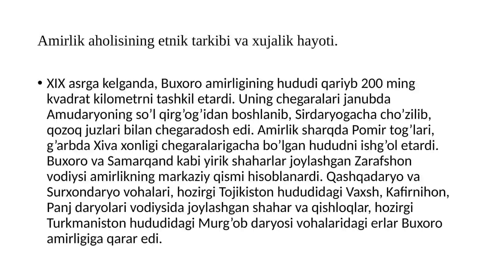 XIX asr oxiri - XX asr boshlarida Buxoro amirligida ijtimoiy-iqtisodiy hayot 3