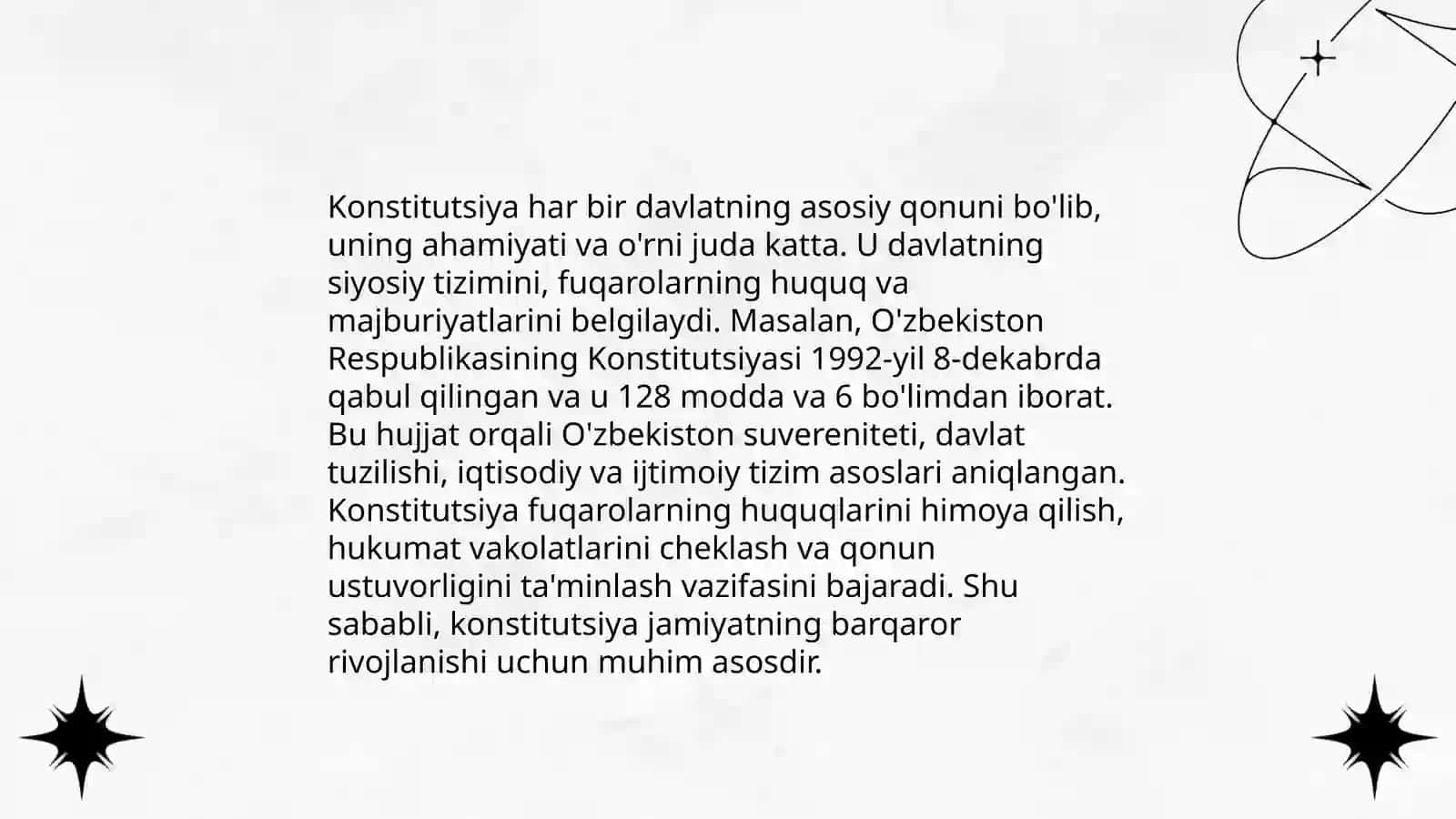 Konstitutsiya XXI asr zamonaviy Oʻzbekistonning asosiy qonuni 3