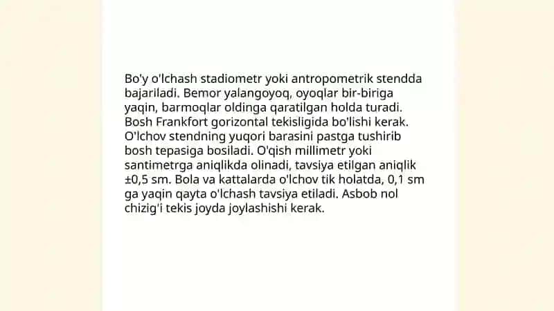 Tibbiy kuzatuv va antropometrik o'lchovlar(bo'y,vazin,bosh aylanasini aniqlash) 3