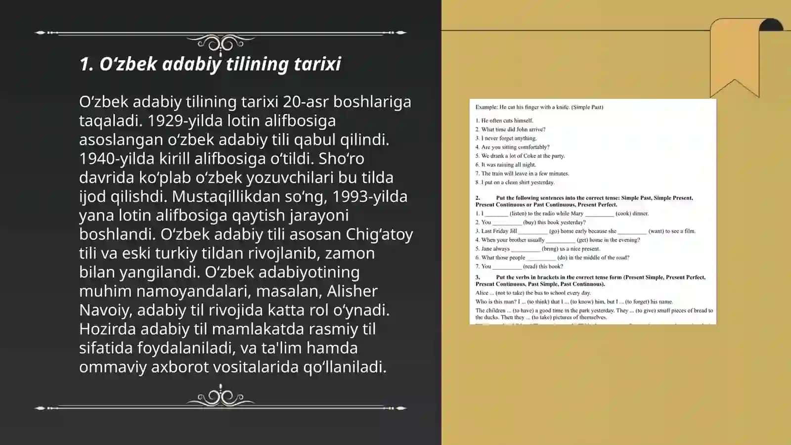 O‘zbek adabiy tili meyorlari yuzasidan taqdimot tayyorlash 3