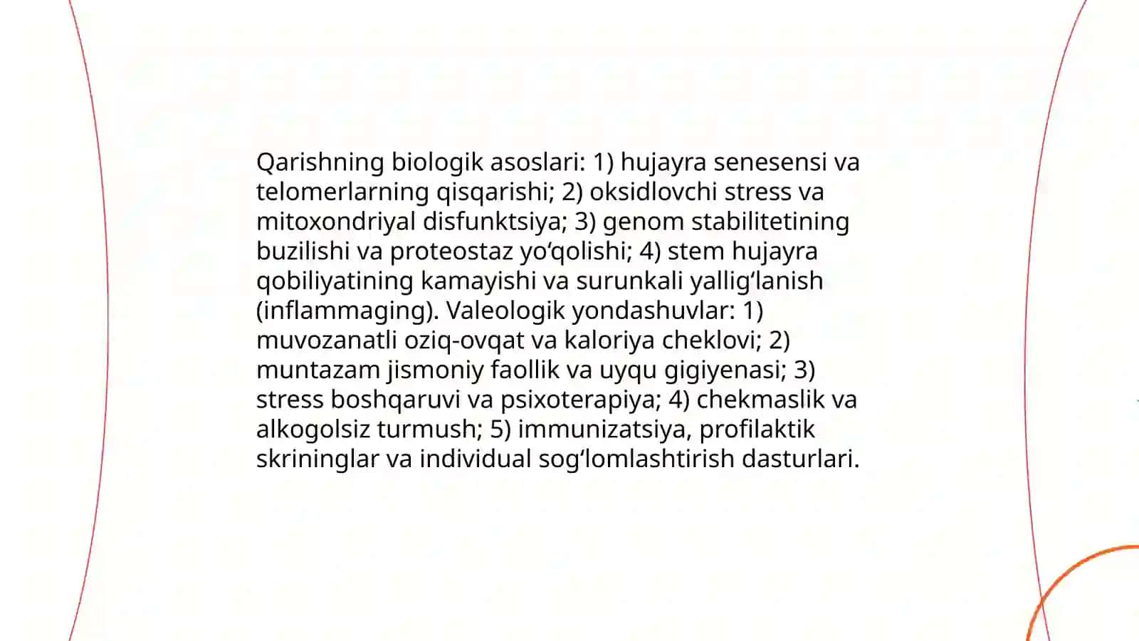 Valeologiyada qarish jarayonlari va ularni seknlashtirish yollari 3