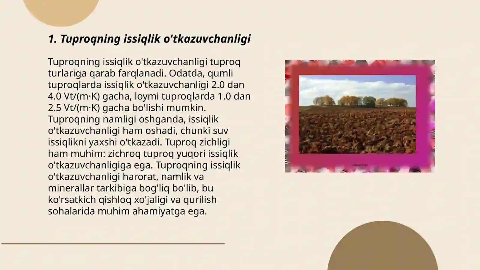 Tuproqning issiqlik xossalari va issiqlik rejimi 3