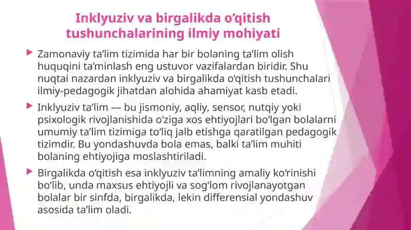 Inklyuziv va birgalikda o‘qitish: ularning asosiy fikrlarini asoslash 3