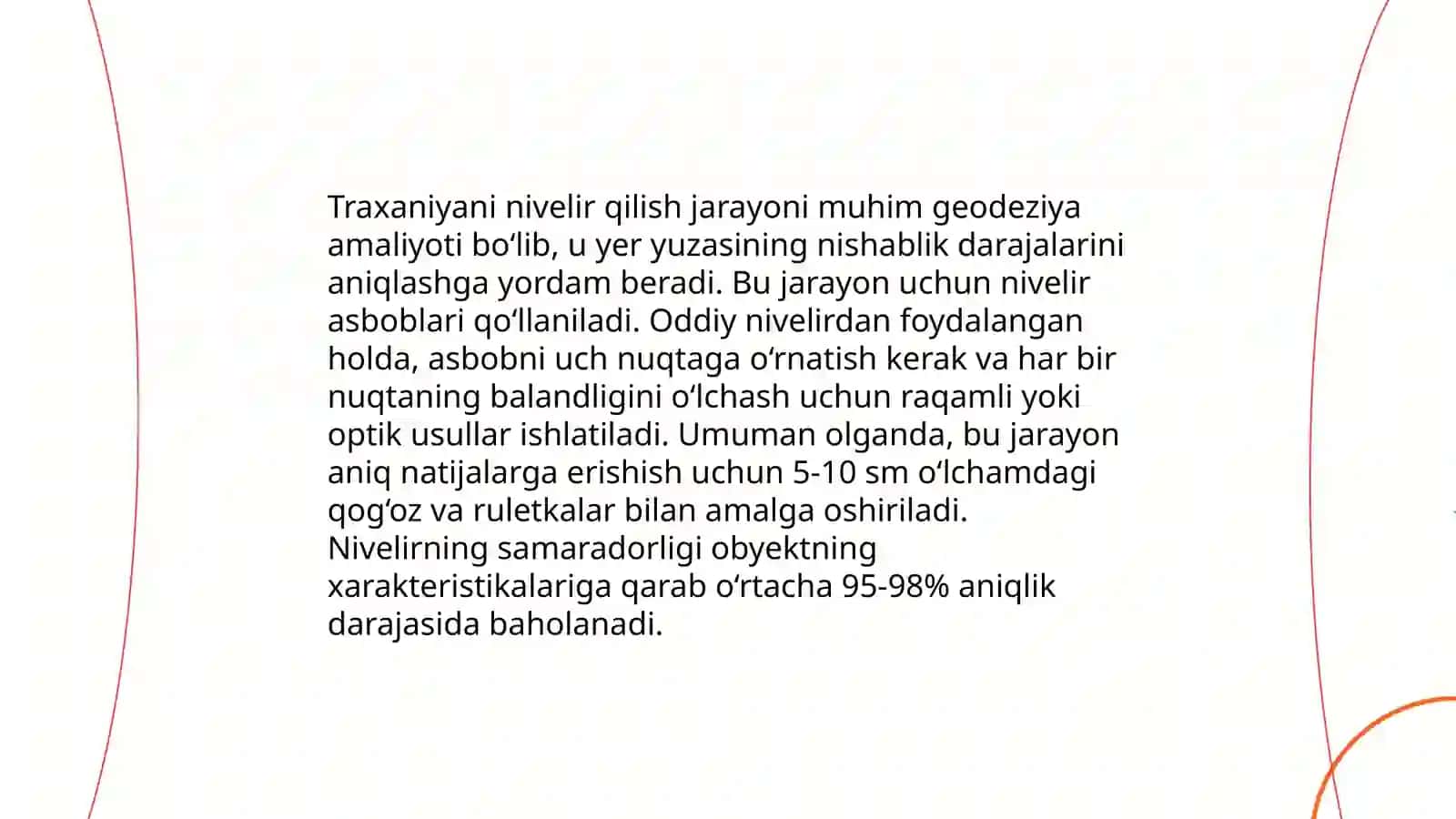 Trassani nivelirlash, reper va markalarga bog‘lash 3