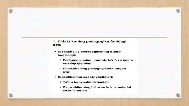 Umumiy pedagogika DIDAKTIKA – PEDAGOGIKA FANINING TARKIBIY QISMI SIFATIDA 3