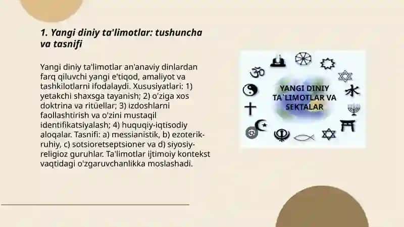 Yangi diniy ta'limotlar va sektalar 3