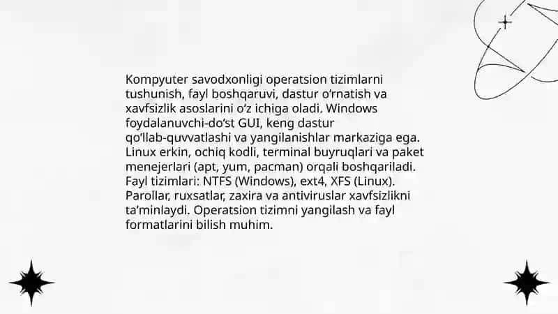 Kompyuter savodxonligi va operatsion tizimlar 3
