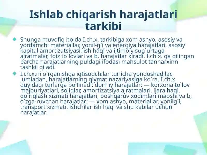 Ishlabchiqarish harajatlari 3