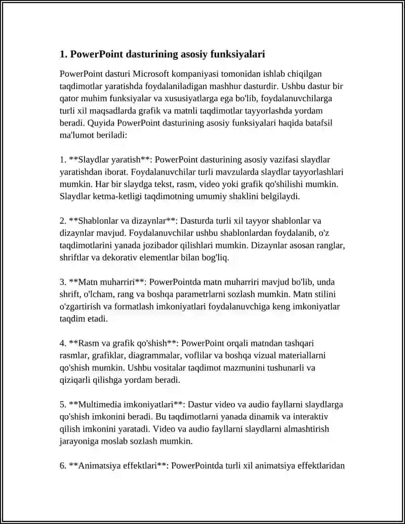 PowerPoint dasturining imkoniyatlari 3