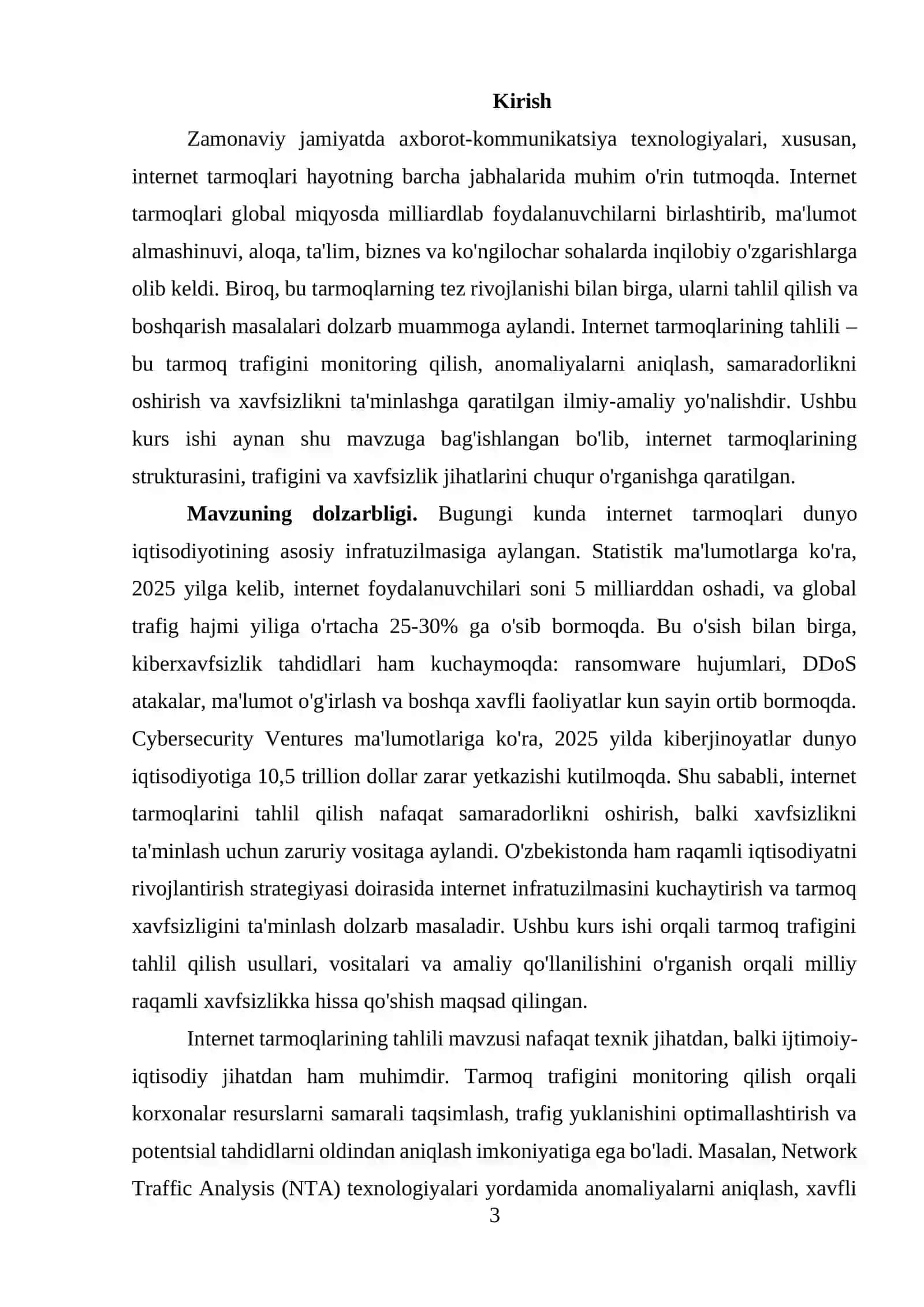 Internet tarmoqlarining tahlili 3