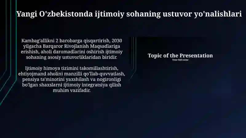 Yangi O‘zbekistonda ijtimoiy sohaga bo‘lgan zamonaviy munosabat 3