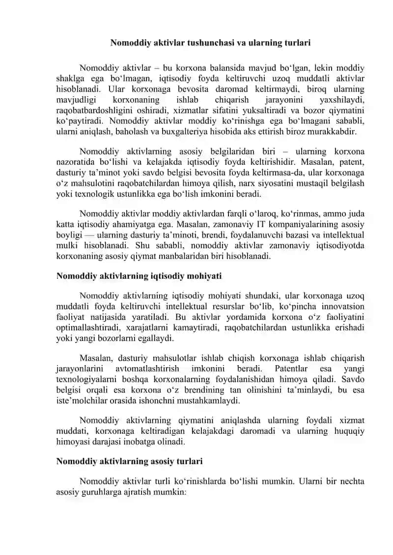 Nomoddiy aktivlarga amortizatsiya hisoblash 3
