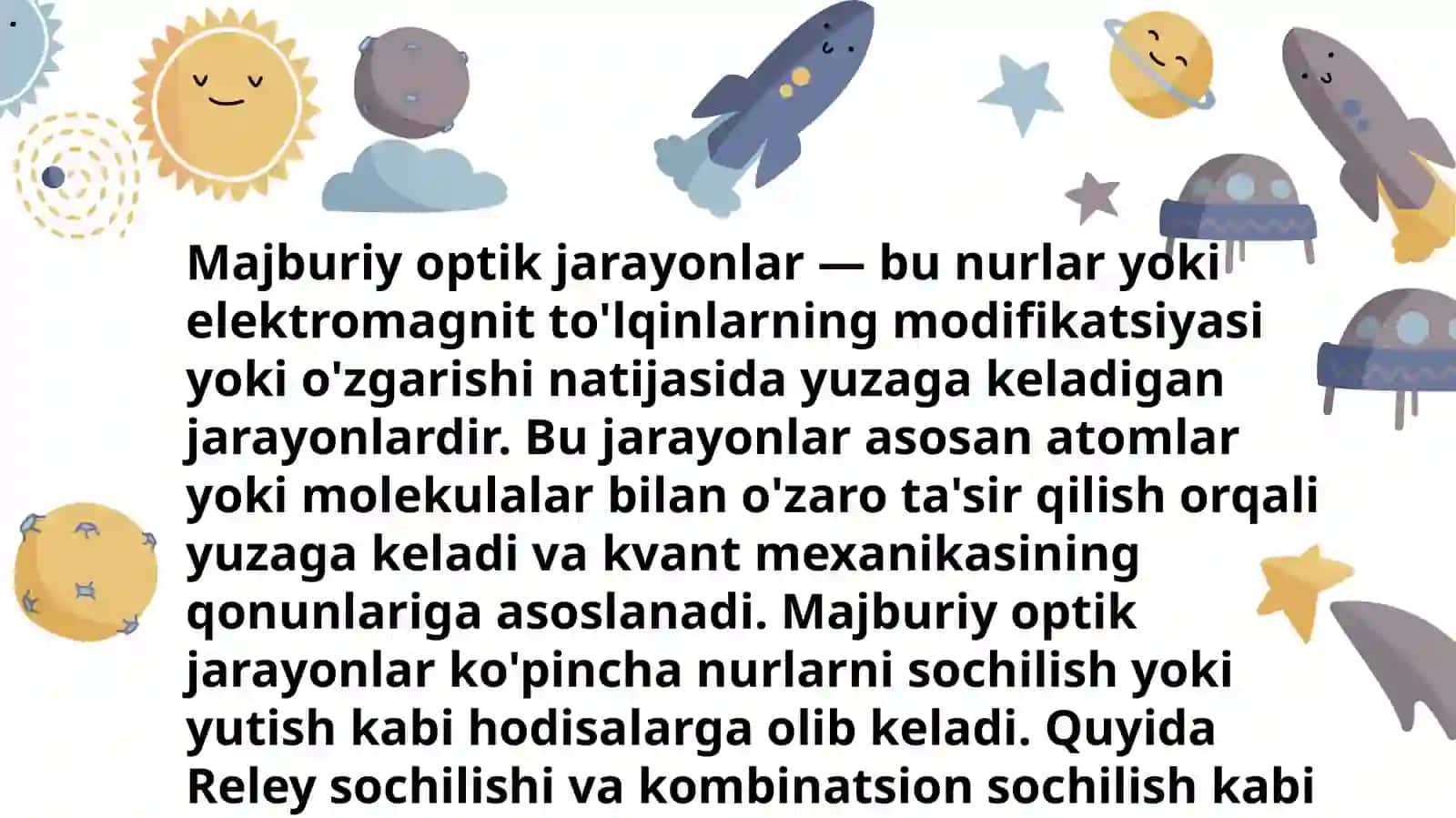 Majburiy optik jarayonlar. Nurning Reley va kombinatsion sochilishlari 3