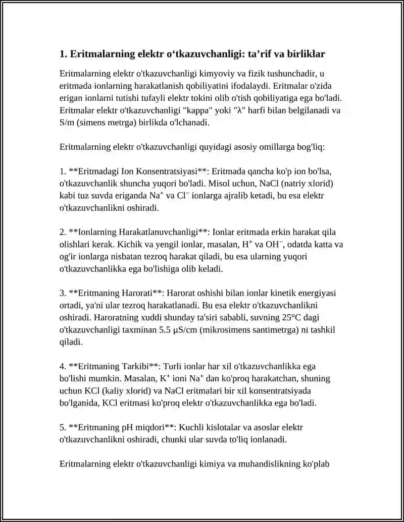 ERITMALARNING ELEKTR OʻTKAZUVCHANLIGI 3