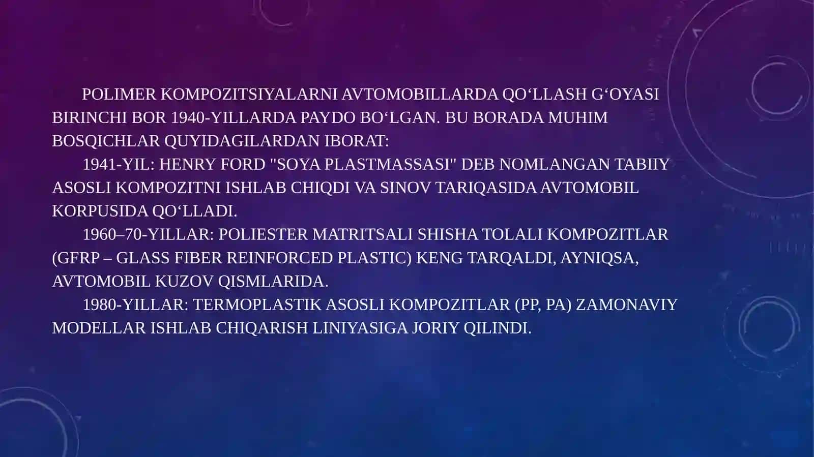Termizdavlatuniversitetikimyofakultetikimyoturlari3-bosqich 223-guruhtalabasixolliyenaazizaningpolimerlarvakompozitsionmateriallarkimyosima’ruzafanidanTAQDIMOTI 3