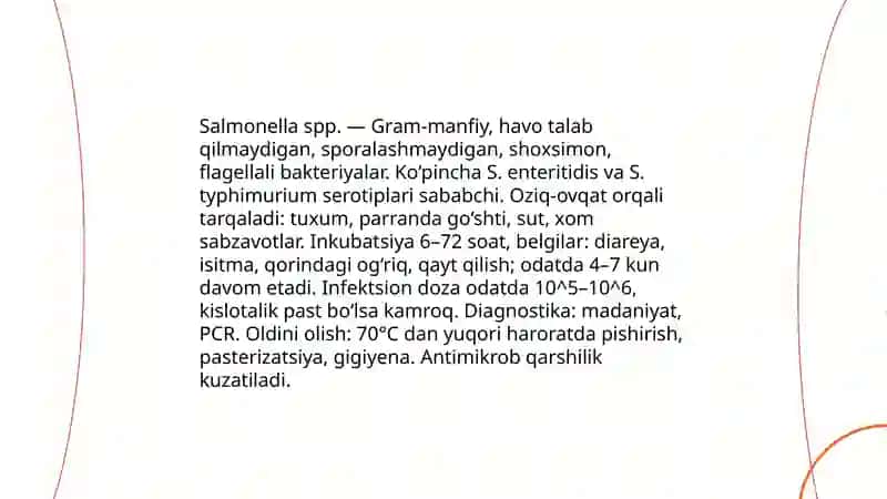 Oziq ovqat kasalliklarini keltiradigan mikroorganizmlar 3