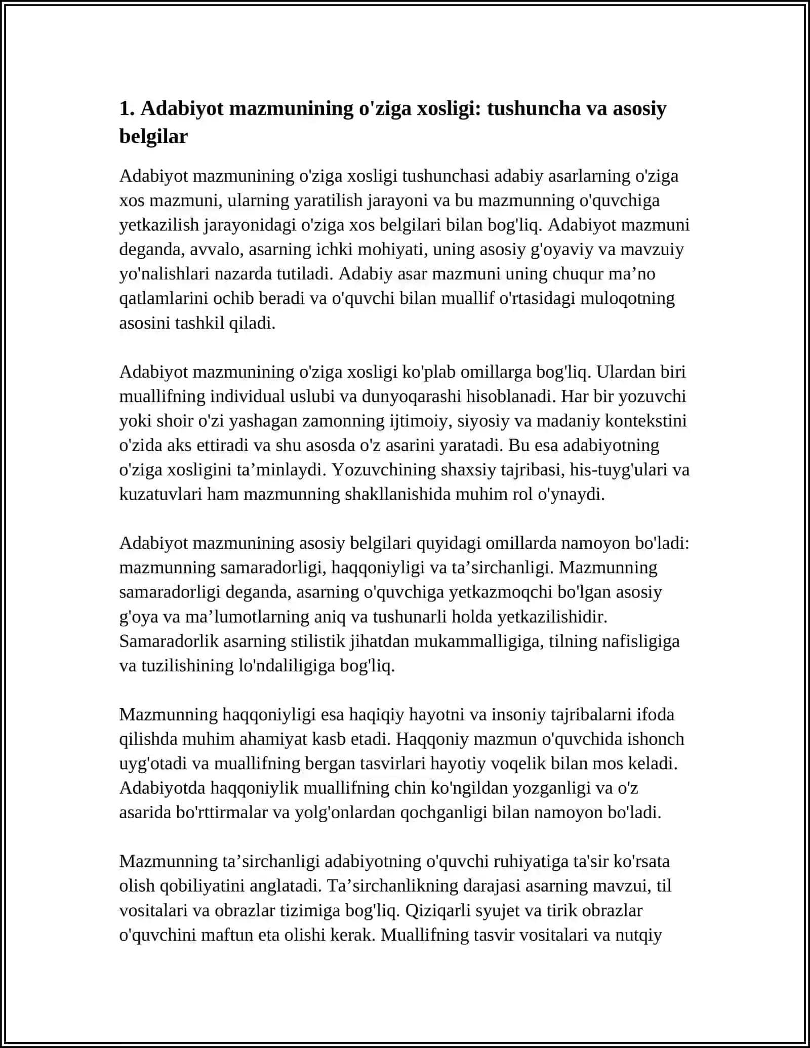 ADABIYOT MAZMUNINING OʻZIGA XOSLIGI 3
