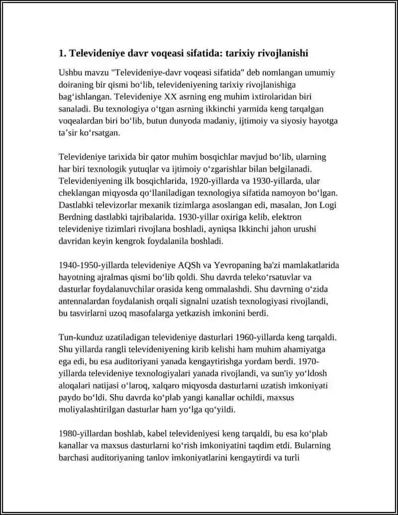 Televideniye-davr voqeasi sifatida: tarixiy rivojlanishi 3