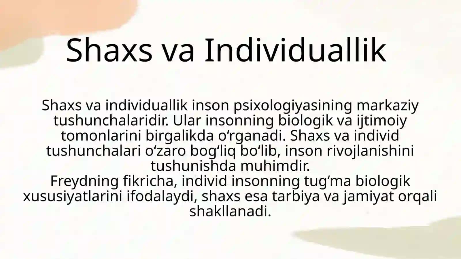 Shaxs va Individuallik 3