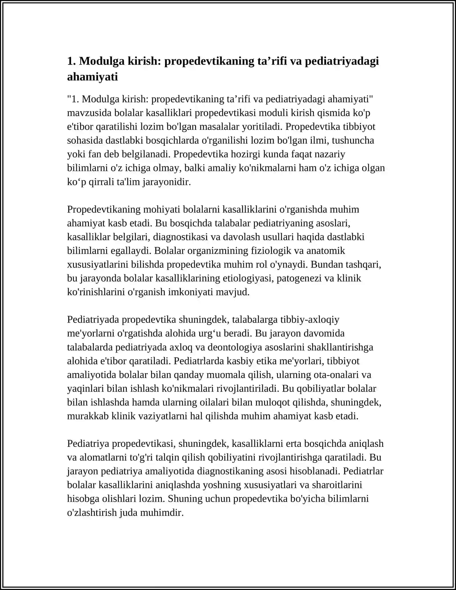 BOLALAR KASALLIKLARI PROPEDEVTIKASI MODULIGA 3