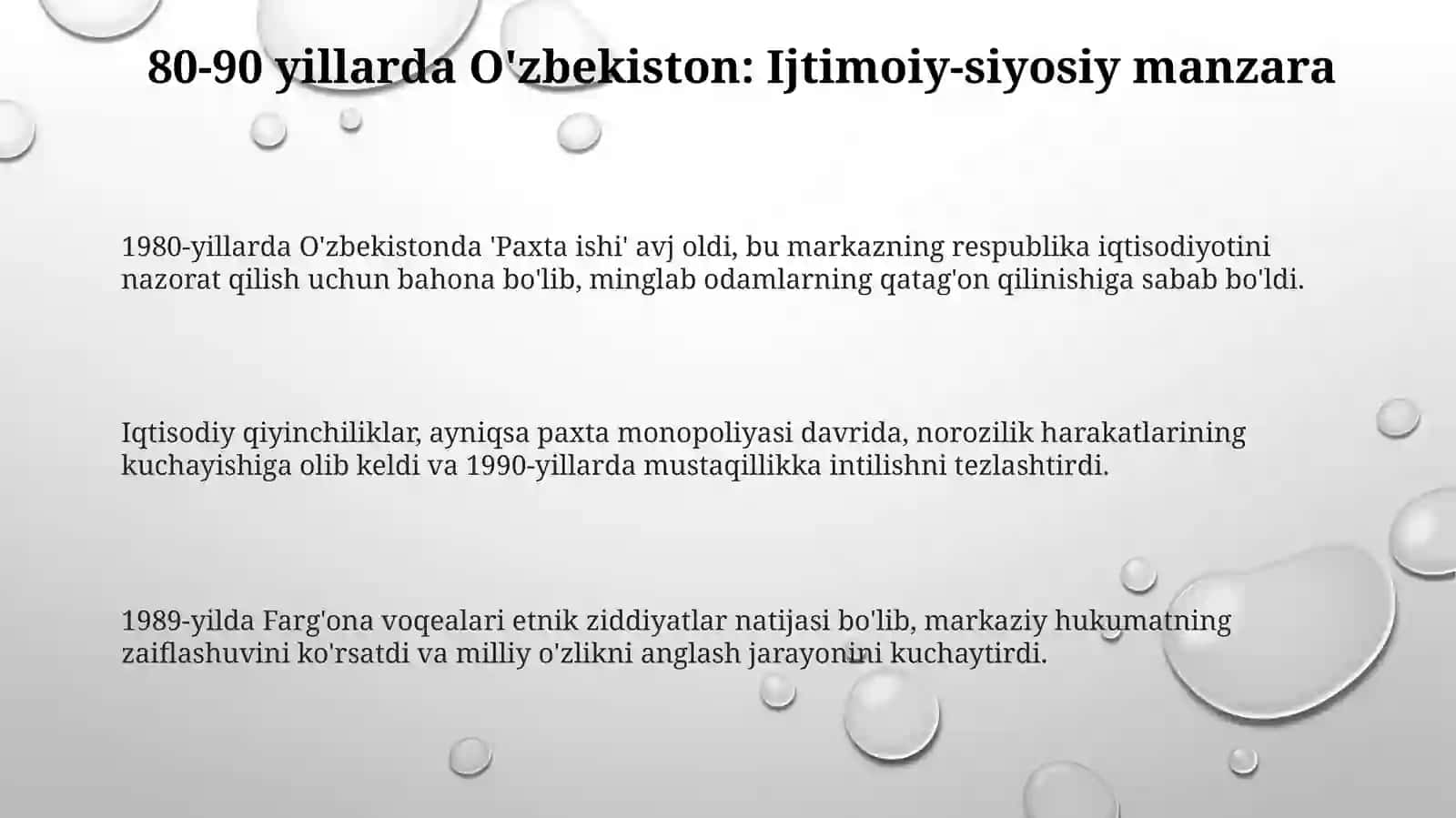 O‘zbekistonda 80-90 yillaridagi ijtimoiy-siyosiy vaziyat: paxta yakkahokimligi va qatag‘onliklar 3