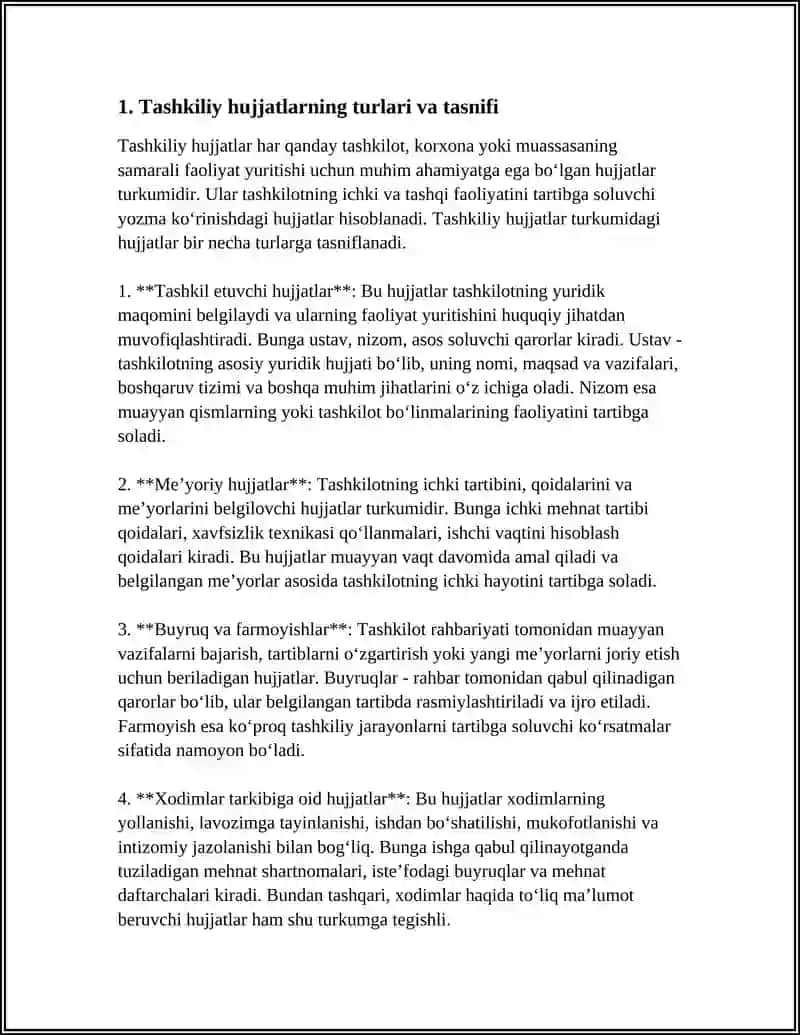 Tashkiliy Hujjatlar va Ulami Rasmiylashtirish 3