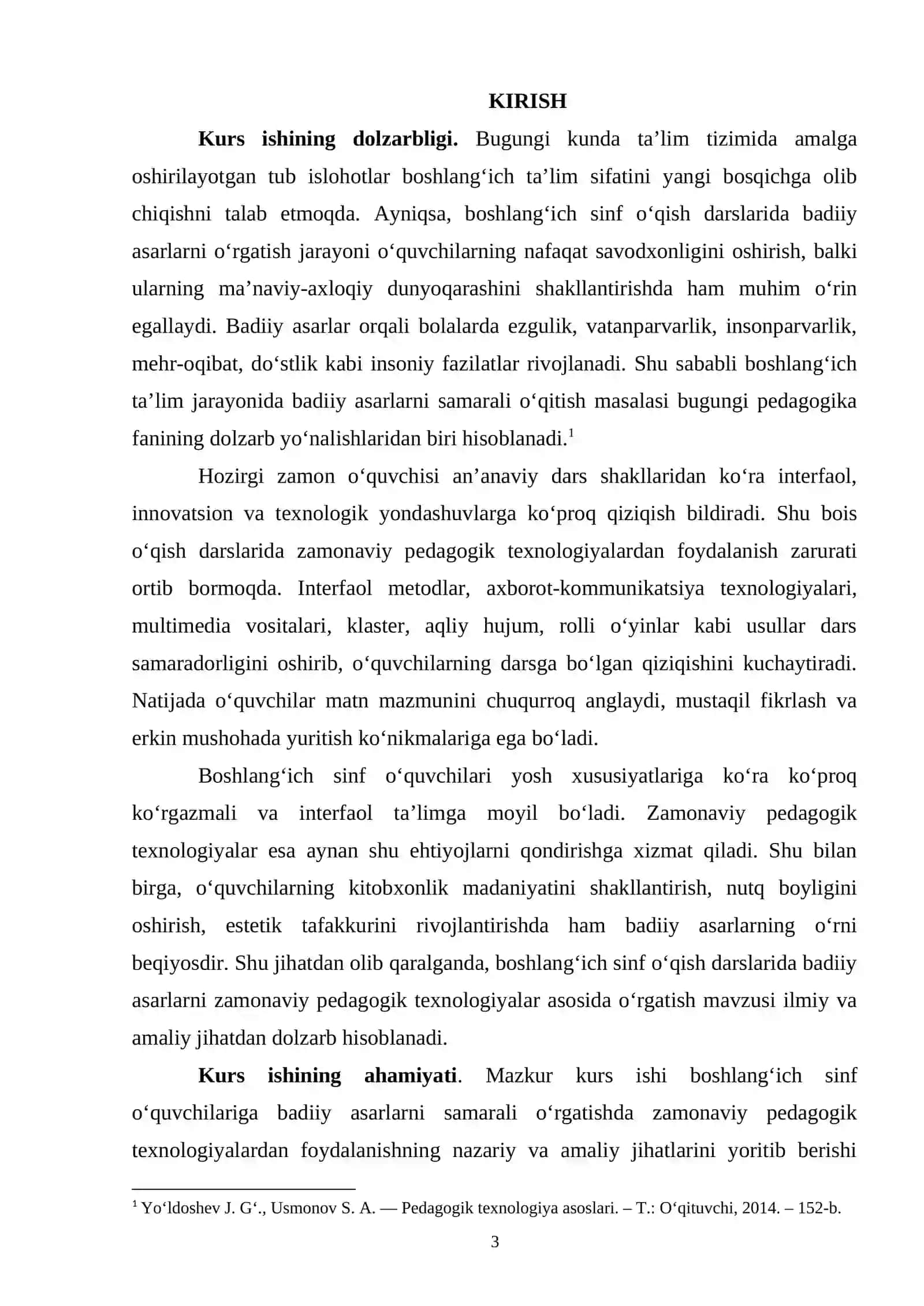 BOSHLANGʻICH SINF OʻQISH DARSLARIDA BADIIY ASARLARNI ZAMONAVIY PEDAGOGIK TEXNALOGIYALAR ASOSIDA OʻRGATISH 3