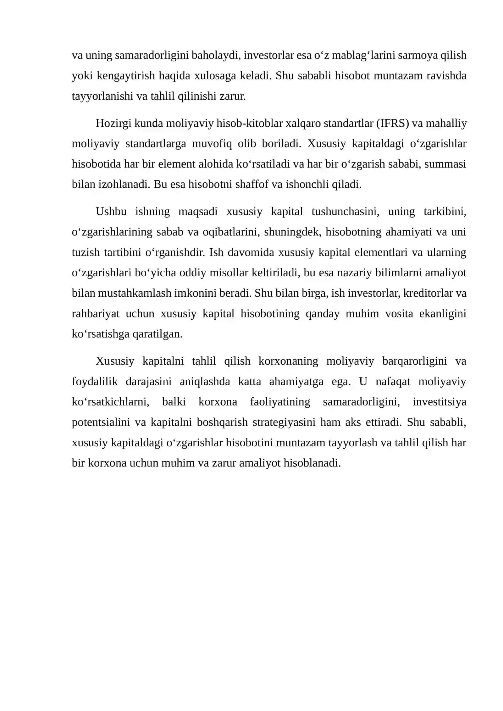 XUSUSIY KAPITALDAGI O‘ZGARISHLAR HISOBOTINING MAZMUNI 3