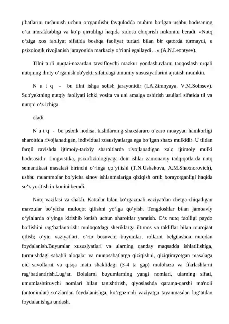 Nutq rivojlantirishning psixolingvistik va ta`limiy asoslari 3