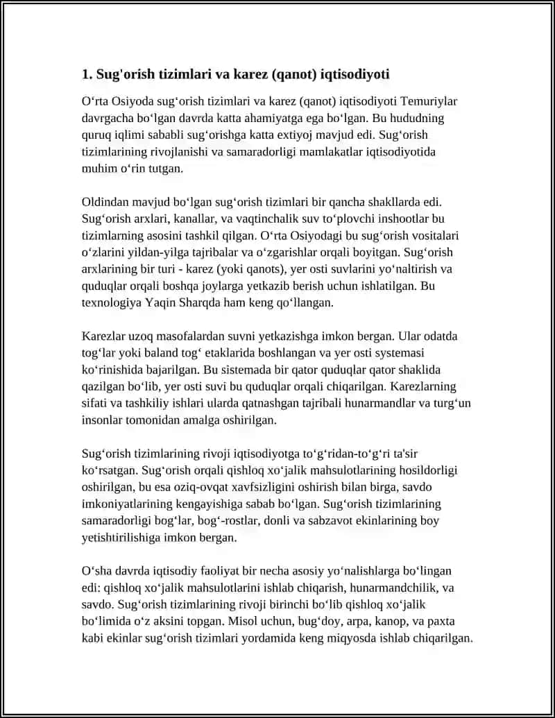 O'RTA OSIYODAGI TEMURIYLAR DAVRGACHA BÒLGAN IQTISODIY ĞOYALAR 3