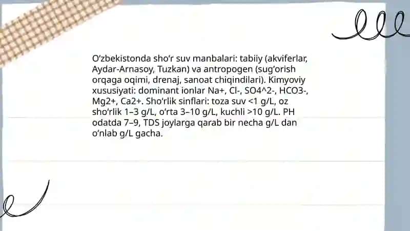 Oʻzbekiston sharoitida shoʻr suvlardan chuchuk suv olish texnologiyasi 3
