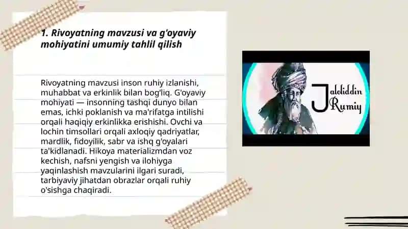 Rumiyning “ovchi va lochin” rivoyati 3