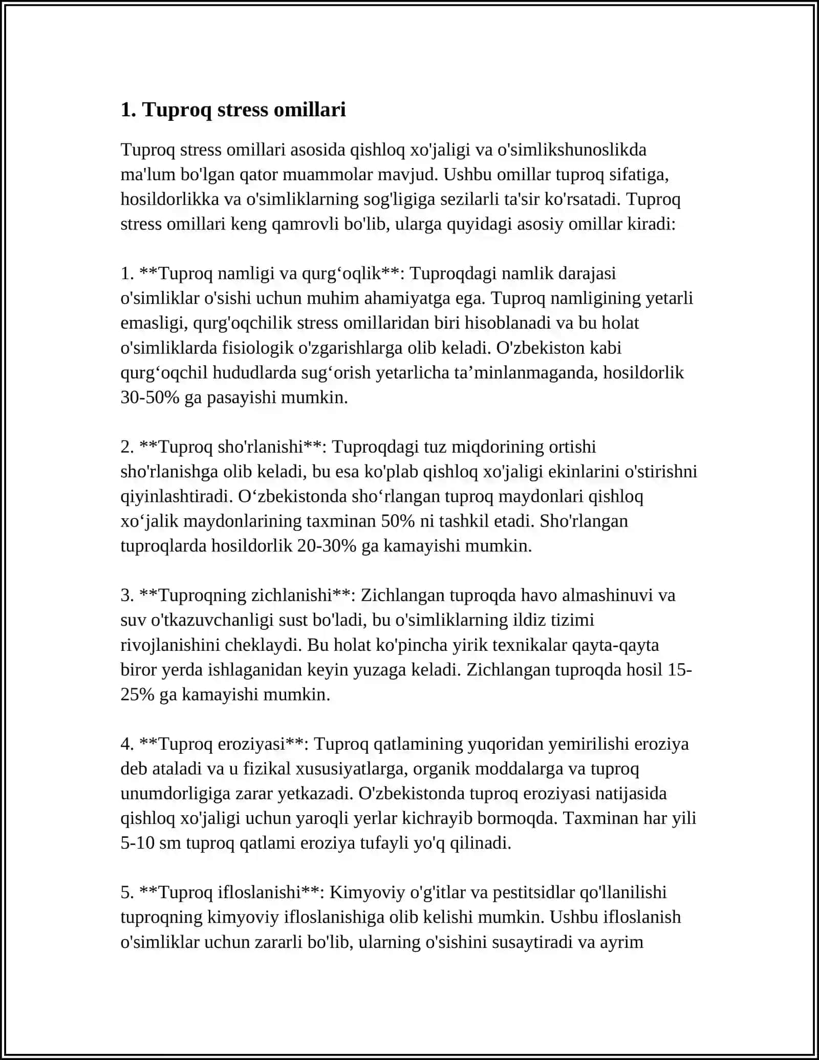 Tuproq Stress Omillari Sho'rlanish Qurg'oqchilik Ga Chidamli Tuganak Bakteriyalar va Azotobakteriyalar Shtammlaridan Biopreparatlar Tayyorlash Texnologiyasi 3