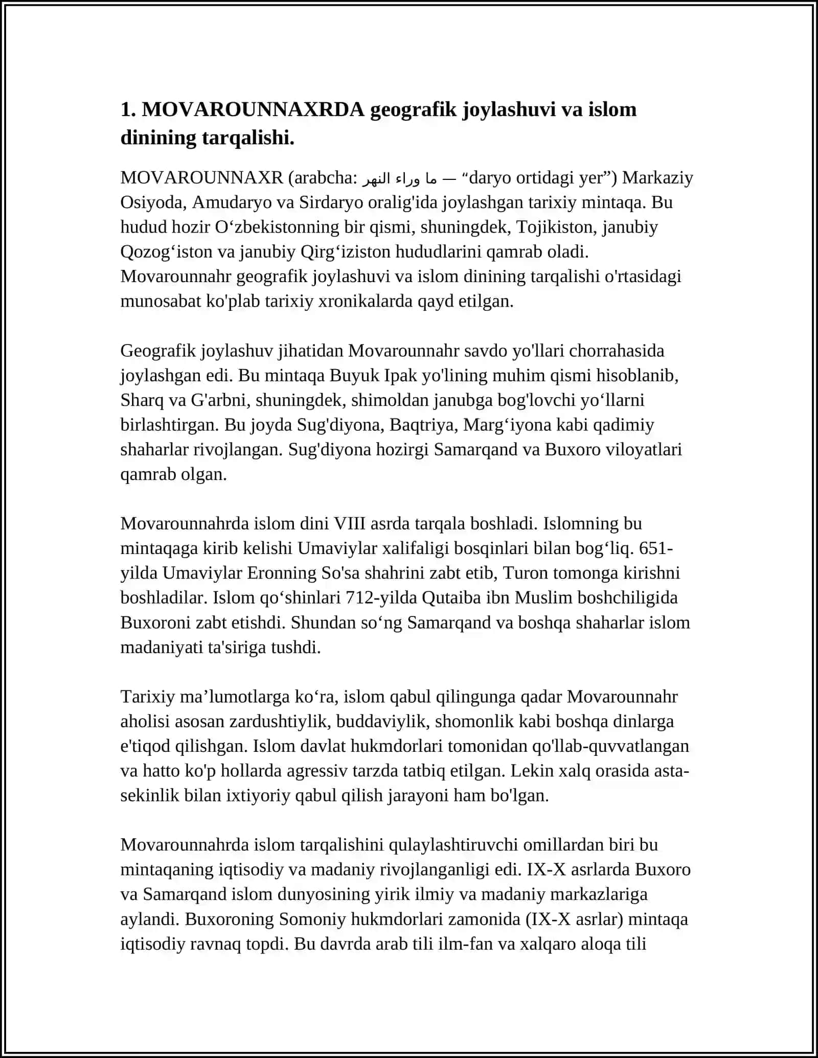 MOVAROUNNAXRDA ISLOM DININING TARQALISHI VA MADRASA TA’LIMI SHAKILLANISHINING IJTIMOIY VA MADANIY HAYOTGA TA’SIRI 3