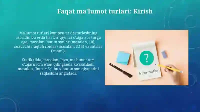 Ma'lumot turlari: Kirish 3