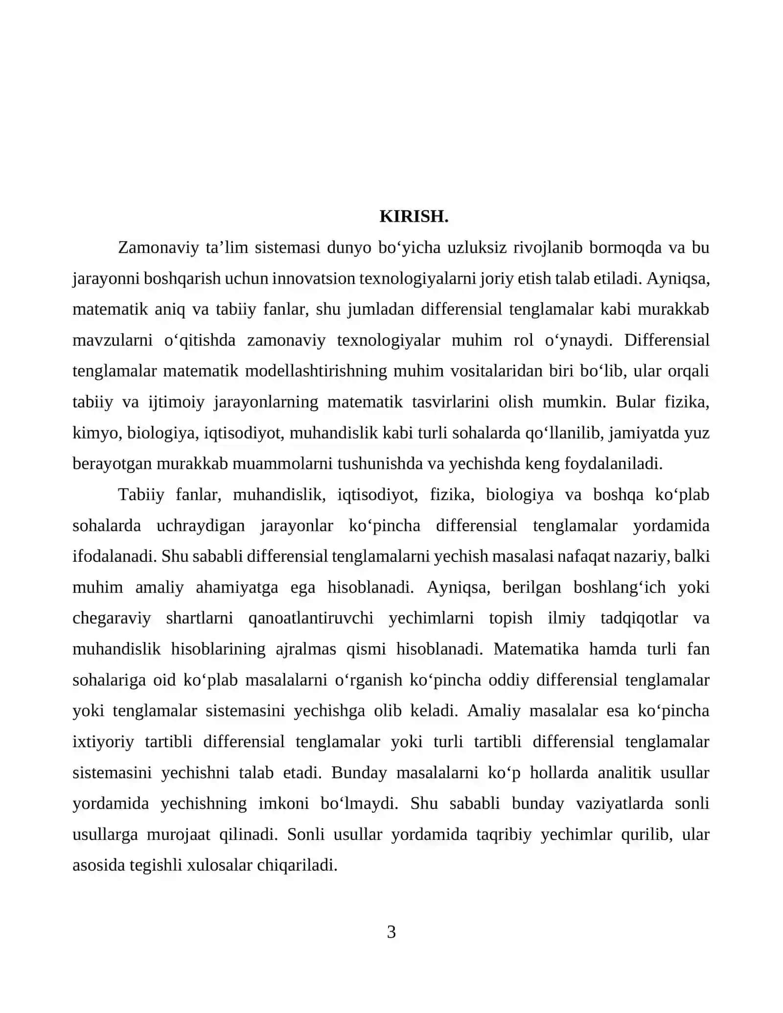 Oddiy differensial tenglamalarning turlarini yechish va ularni kompyuter dasturlari yordamida tadbiq etish 3