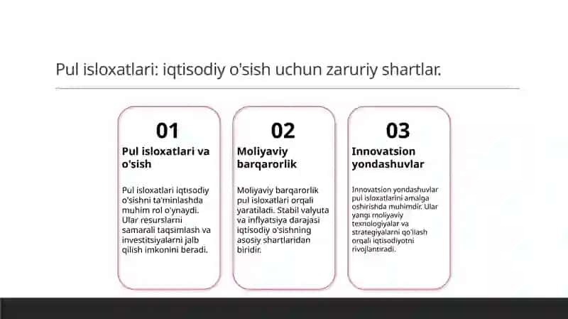 Pul isloxatlari: zaruriyat va ahamiyati 3