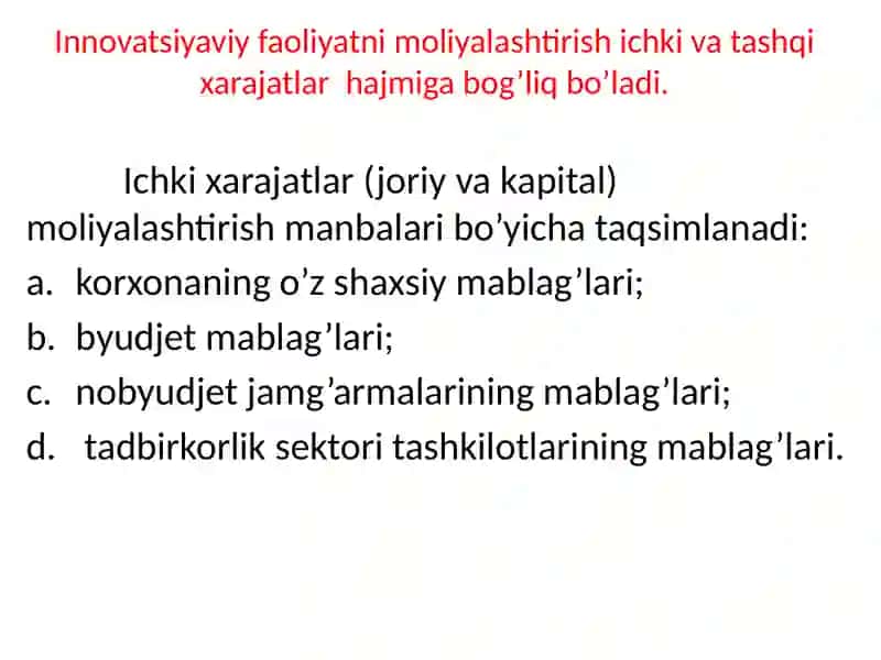 14-Mavzu.Innovatsionloyihalarnimoliyalashtirishtizimi 3